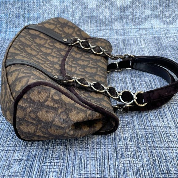 Christian Dior Paris Women Shoulder Bag Hand Bag CD Brown Monogram Made in Italy - Picture 5 of 12